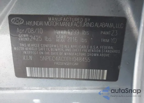 2011 Hyundai Sonata Limited from USA, damaged, VIN 5NPEC4AC0BH048455